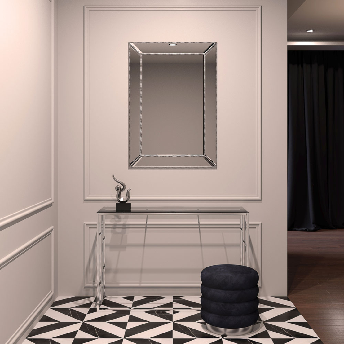 BELLAGIO CONSOLE STAINLESS STEEL SILVER GLASS TRANSPARENT 120x40xH78cm PRC