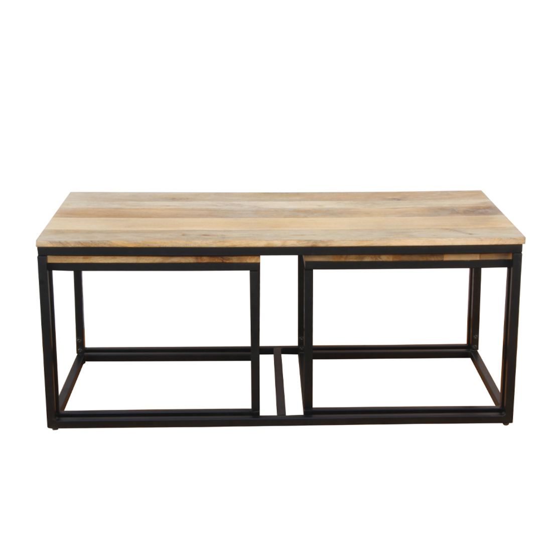 QUADRO COFFEE TABLE SET 3PCS WOOD MANGO NATURAL METAL BLACK 110x60xH45cm IN