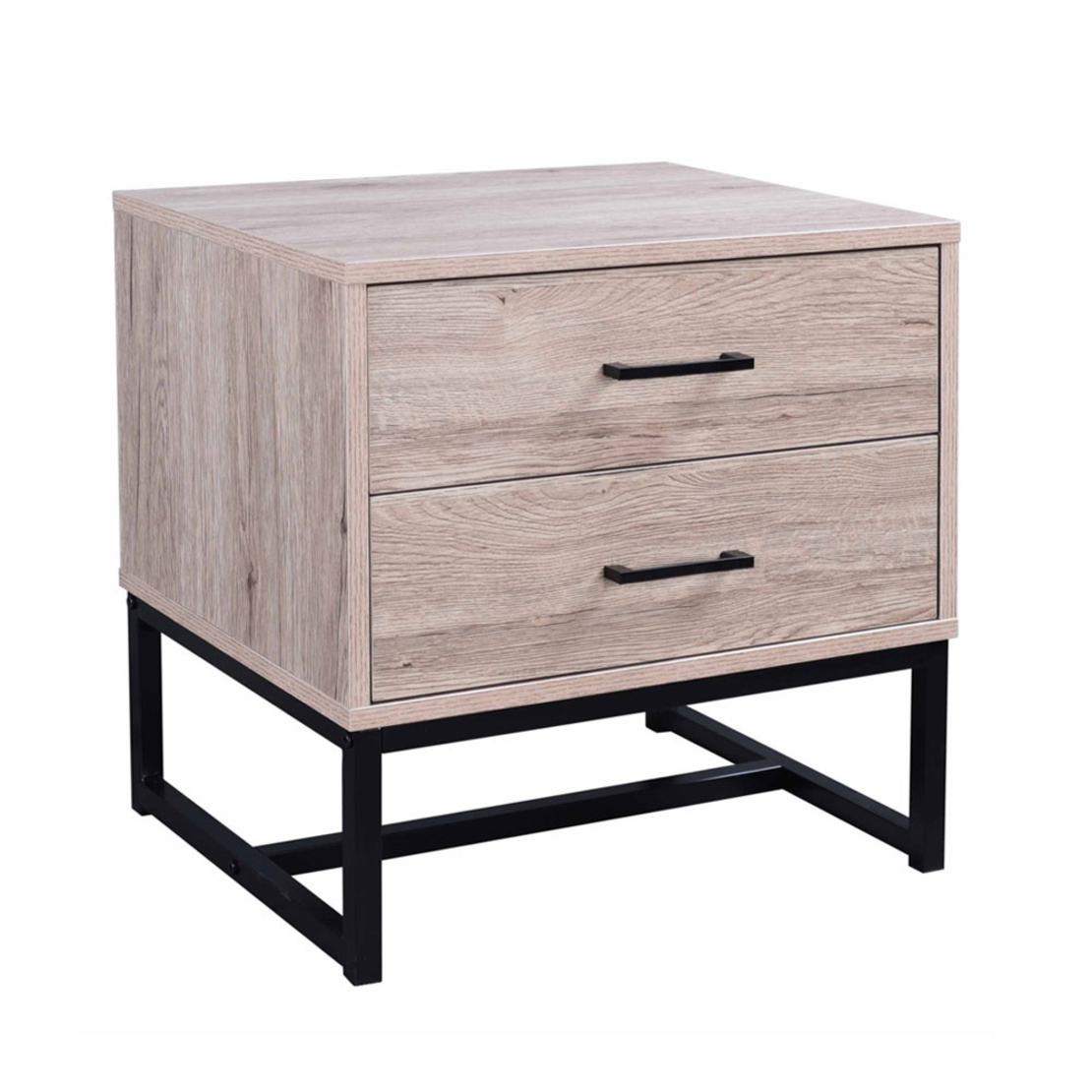 NATURE NIGHTSTAND CHIPBOARD WITH MELAMINE CARTA OAK METAL BLACK E1 PRC