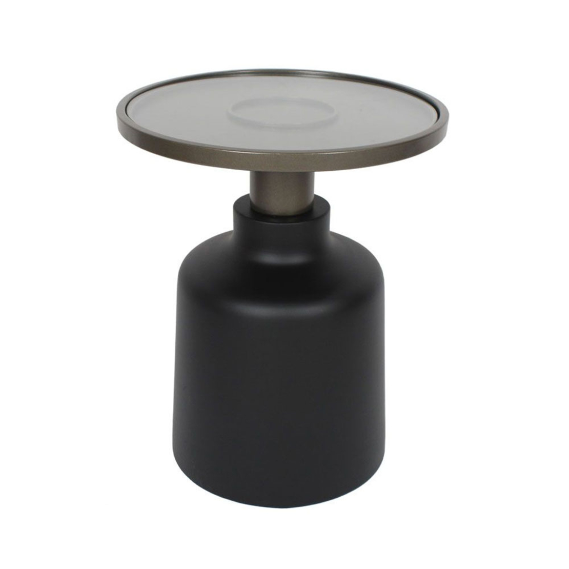 BOW SIDE TABLE METAL BLACK GLASS 45x45xH55cm PRC
