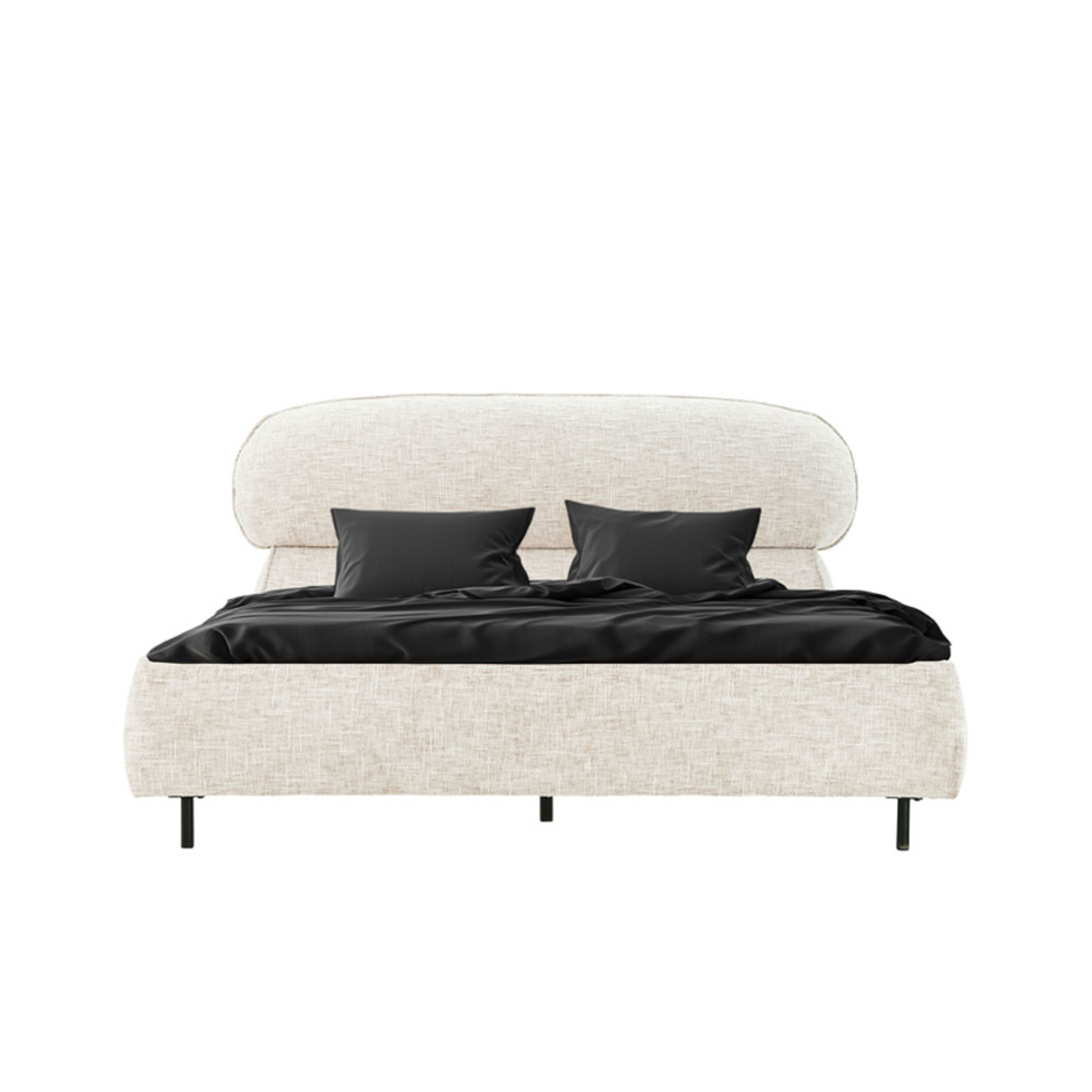 SERENITE BED (FOR MATTRESS 160x200cm) FABRIC BEIGE METAL BLACK E1 PRC
