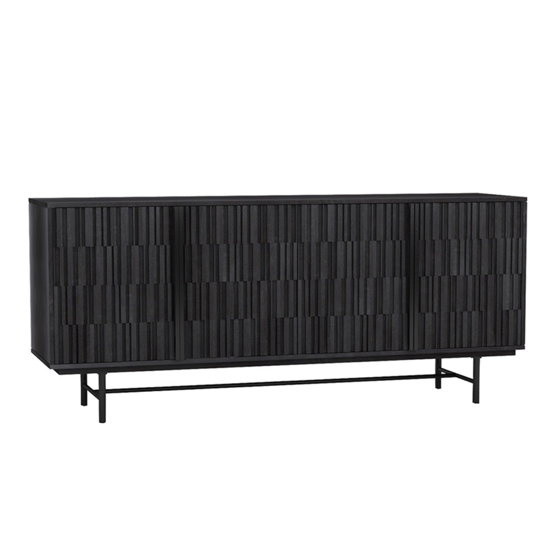JENGA SIDEBOARD 4DOORS WOOD MANGO BLACK METAL 174x45xH75cm IN