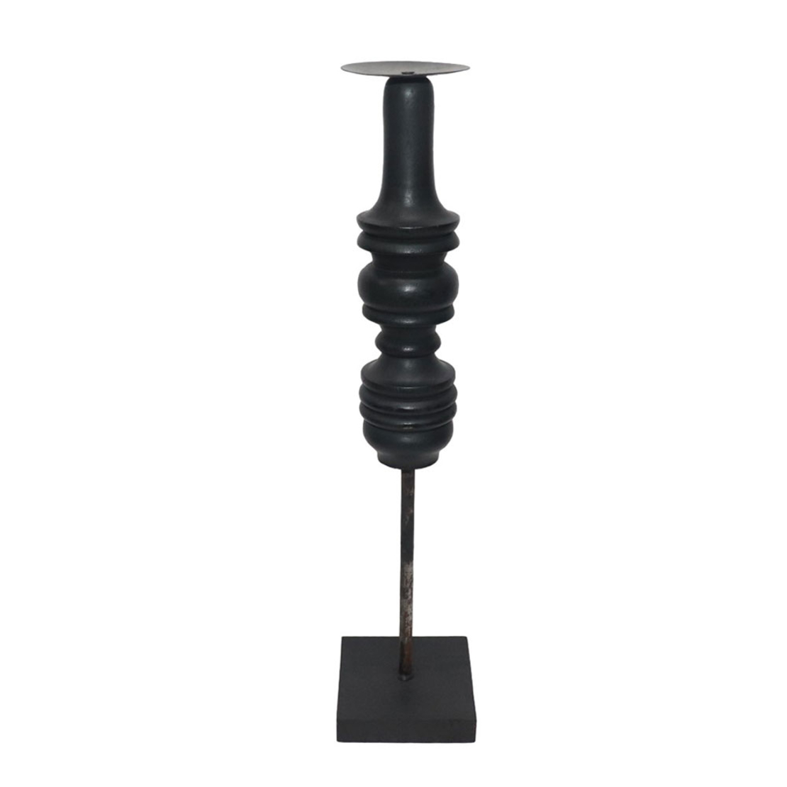 HIPPO CANDLE HOLDER WOOD METAL BLACK D10xH46,5cm I