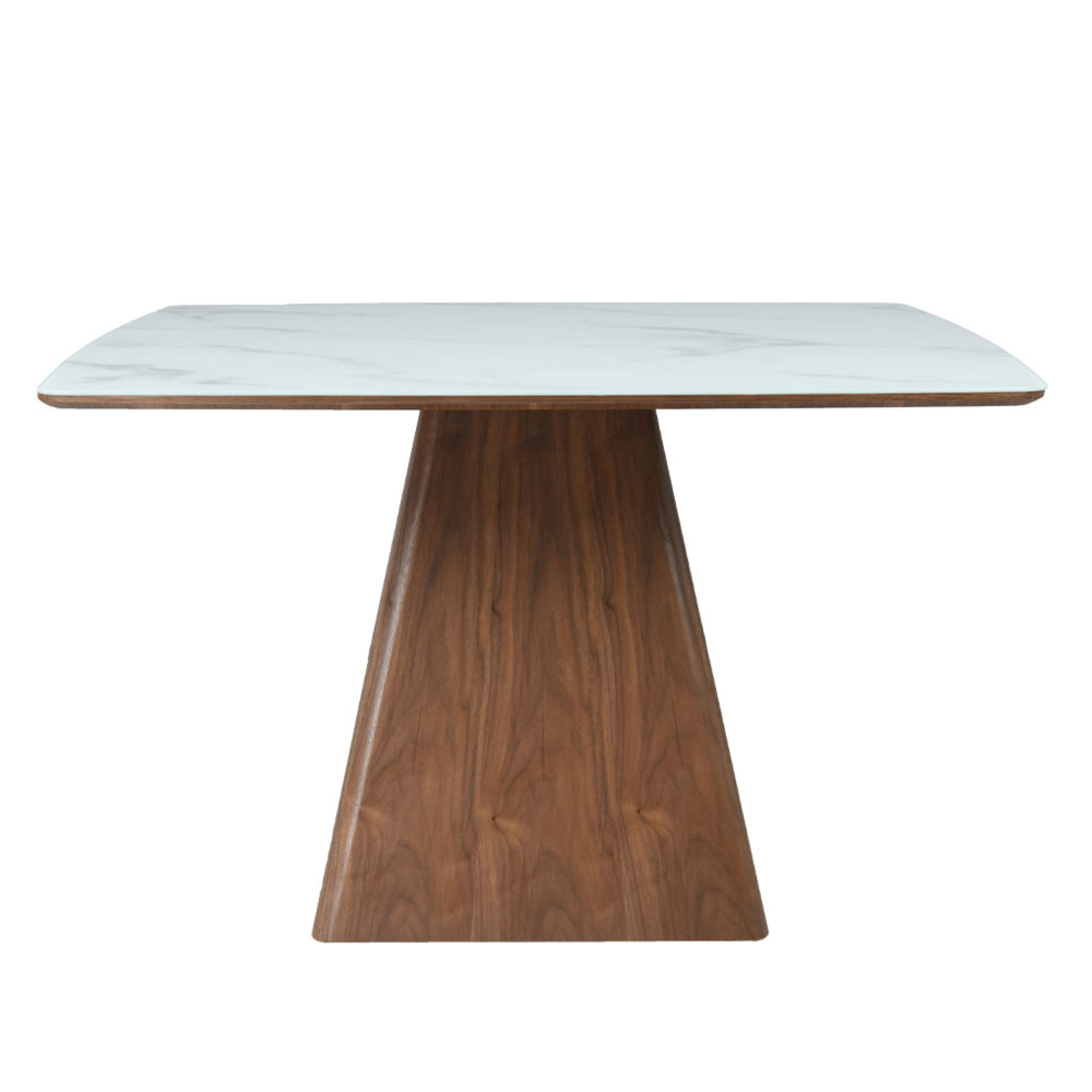 TOTEM TABLE SANDY GLASS WALNUT WHITE WITH MARBLE PATTERN VENEER ΟΑΚ E1 PRC
