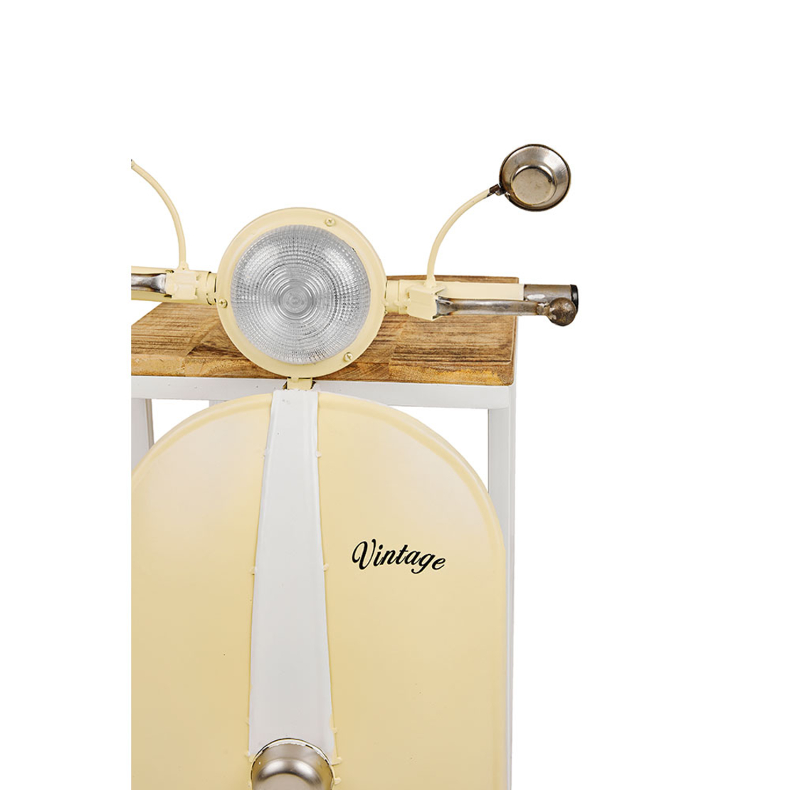 MINI VESPA SIDE TABLE WITH SHELVES METAL CREAM WHITE NATURAL 61x45xH88cm IN