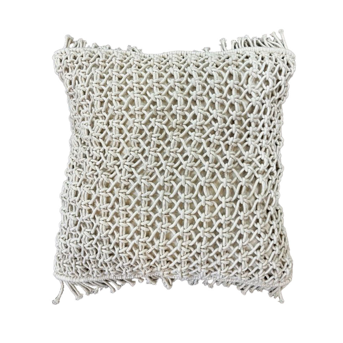 ANALA DECOR CUSHION MACRAME COTTON FABRIC IVORY 45