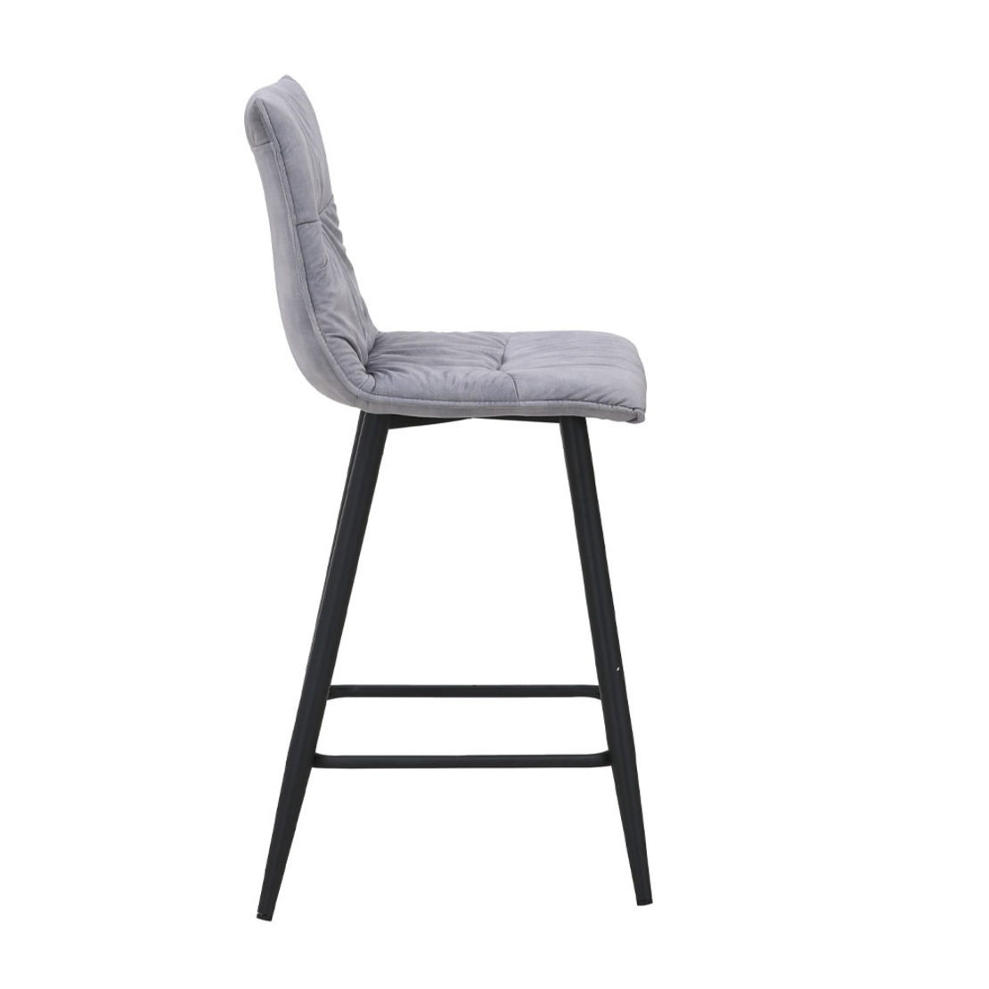 LINEA STOOL BAR FABRIC GREY SILVER METAL BLACK E1 PRC