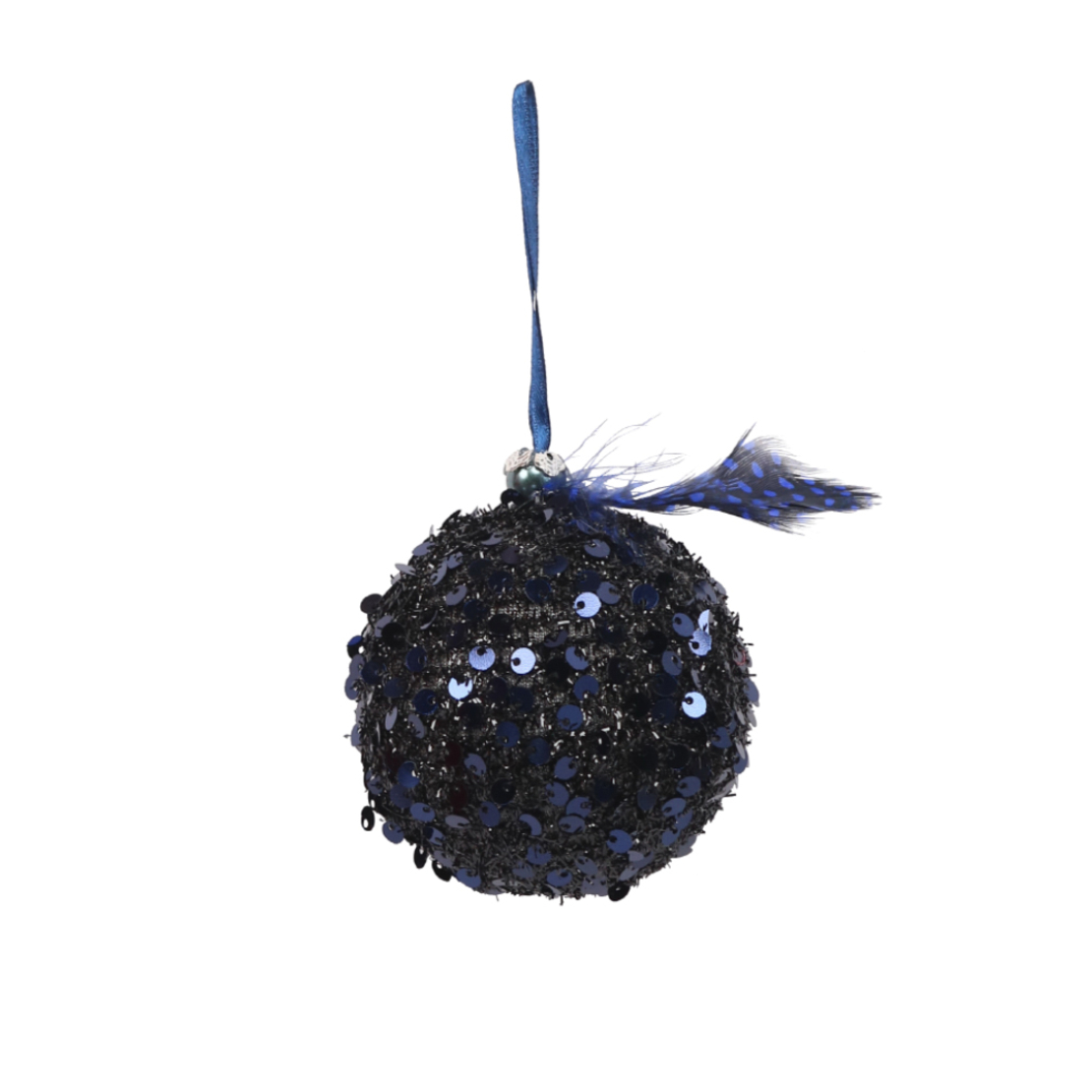 XMAS DREAMY 5 PENDANT BALL POLYFOAM FABRIC BLUE BL