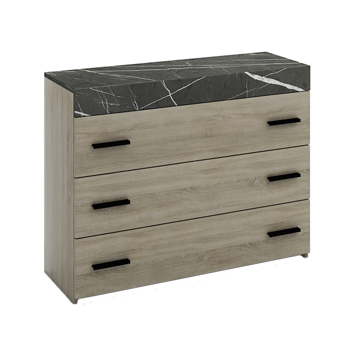 METROPOLIS COMMODE 3DRAWERS MELAMINE SONOMA DARK STONE E1 EU