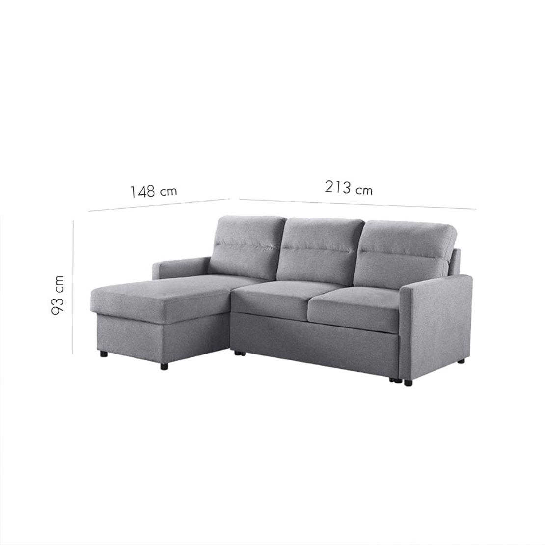 TUCAN SOFA BED REVERSABLE CORNER FABRIC GREY E1 PRC