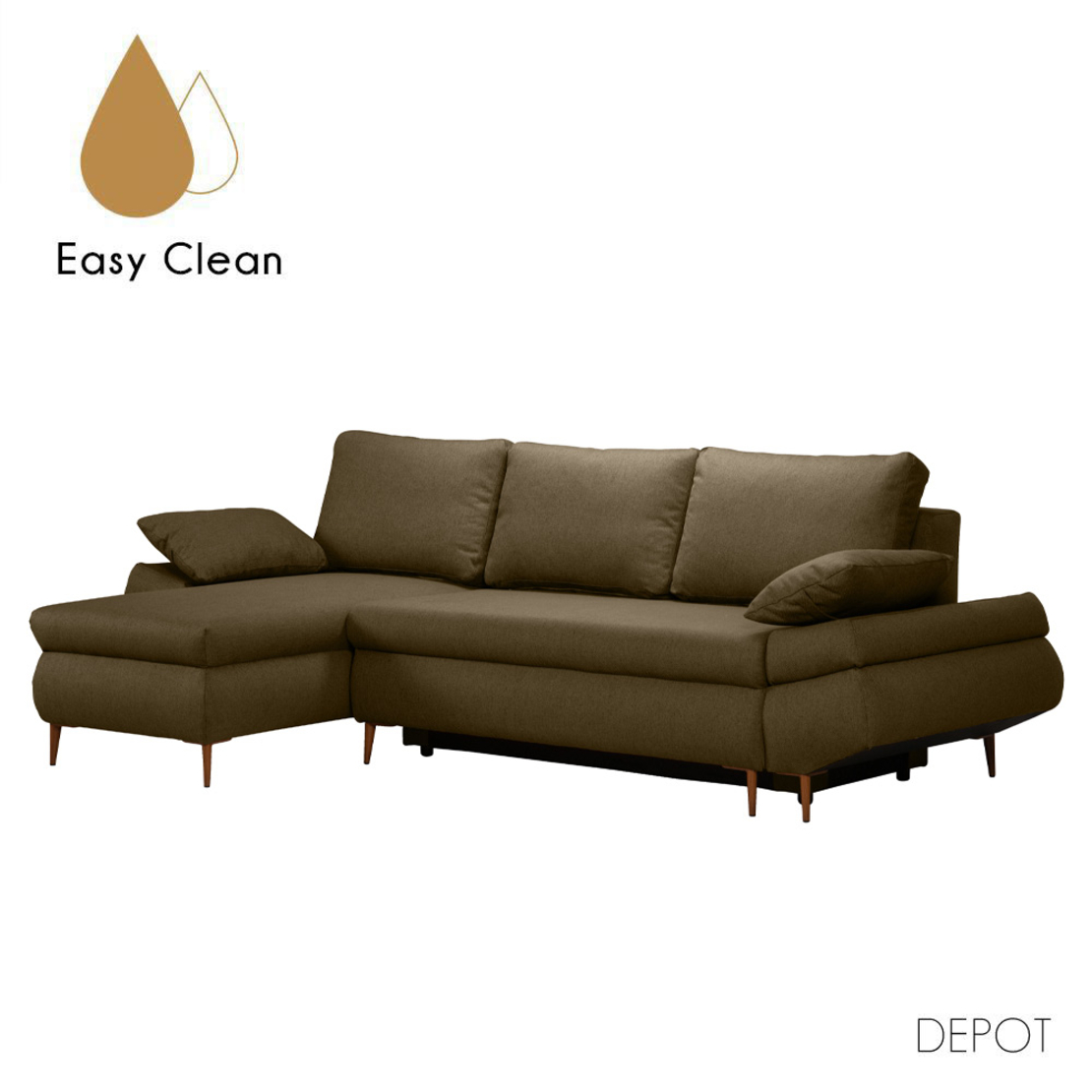JACOB SOFA BED CORNER LEFT EASY CLEAN FABRIC BROWN E1 EU