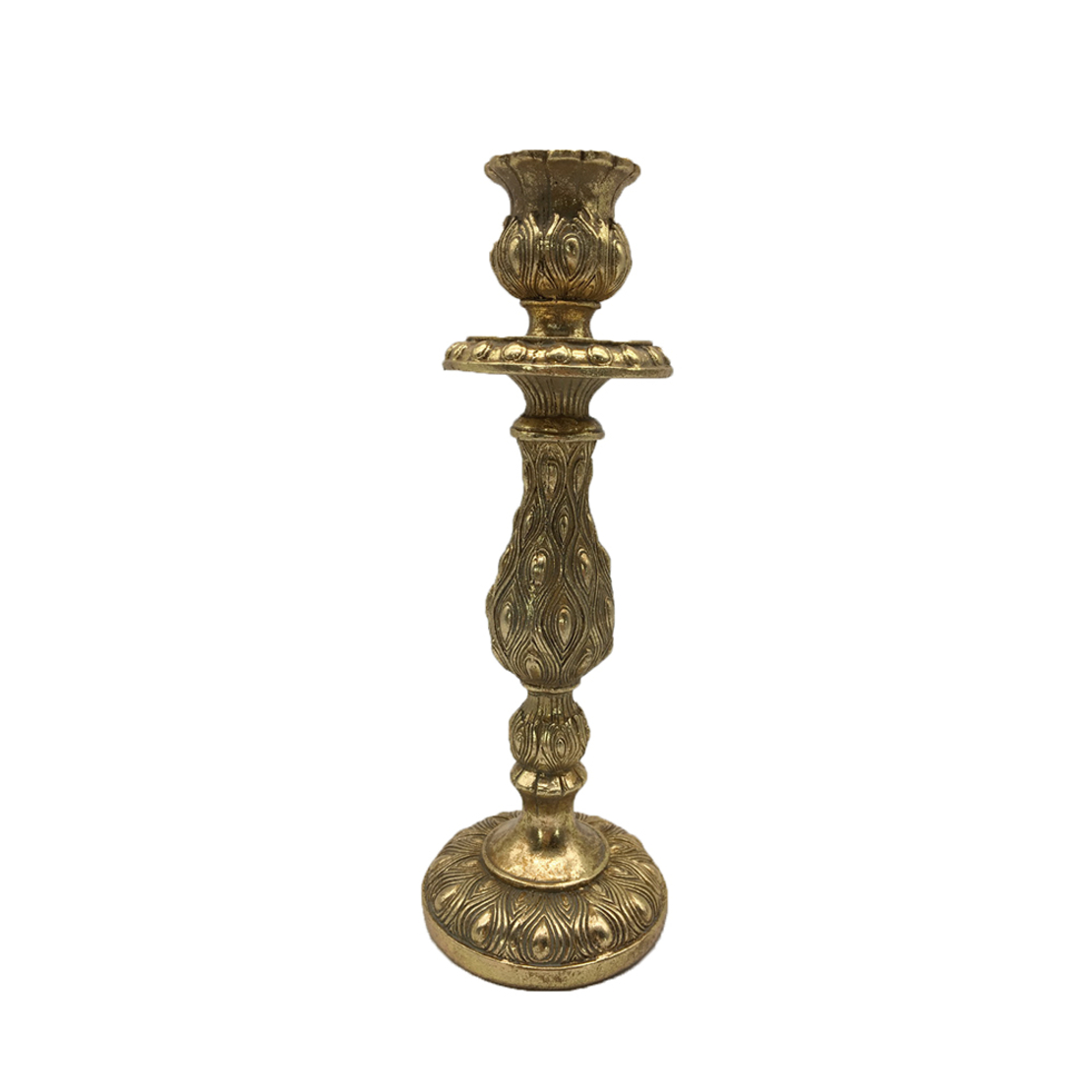 PEACOCK CANDLE HOLDER POLYRESIN GOLD ANTIQUE 8,8x0