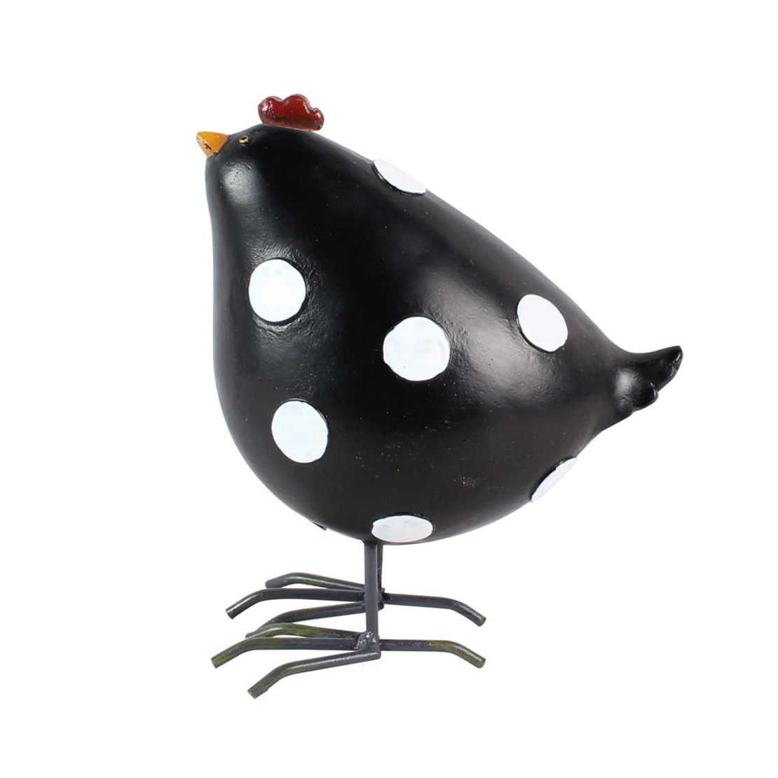 GALLINA BLACK DECO HEN POLYRESIN BLACK WHITE 14x9x