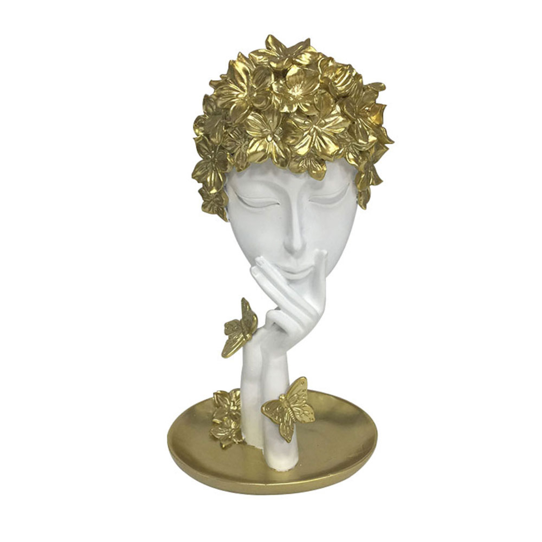 JARNI 2 DECO FACE POLYRESIN WHITE GOLD 15x10,5xH28