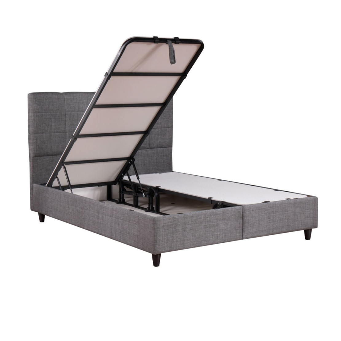 DEAL SET BED WITH STORAGE AND MATTRESS FABRIC GREY E1 TR