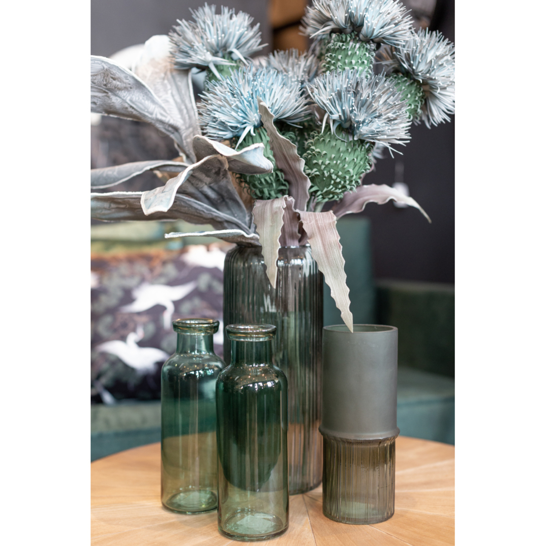 JARDIN BOTTLE GLASS GREEN D8,8xH26cm PRC