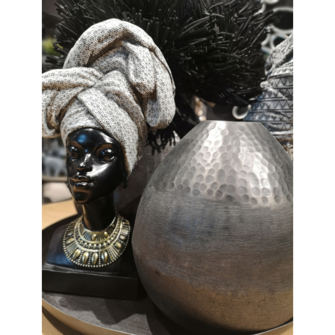 DROP VASE ALUMINIUM GRAPHITE D25xH21cm IN