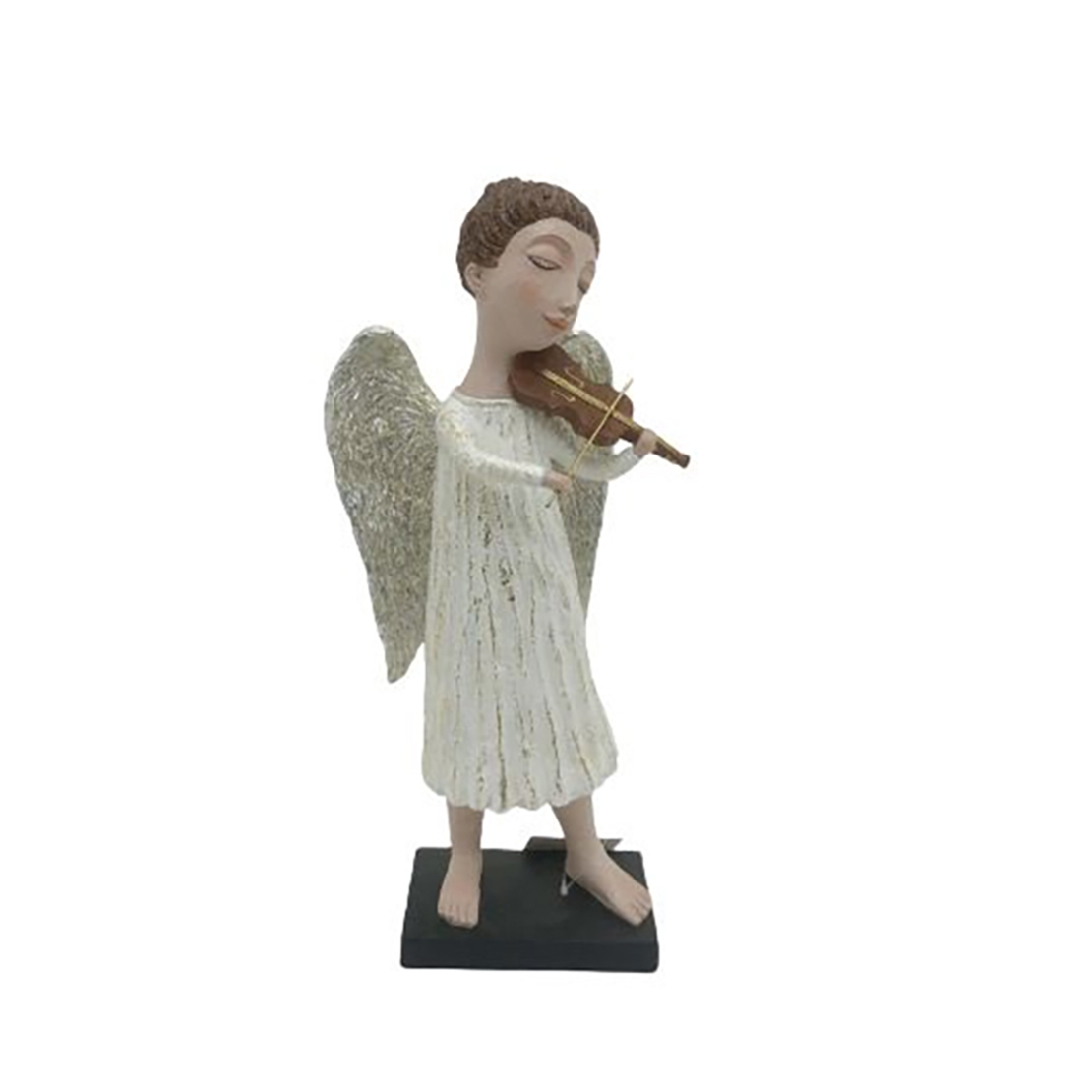 XMAS HANIEL VIOLIN ANGEL WITH WINGS POLYRESIN WHIT