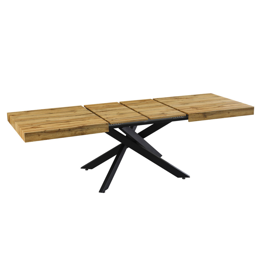 KIMONO TABLE EXTENDABLE MDF WITH PAPER VENEER NATURAL METAL BLACK PRC