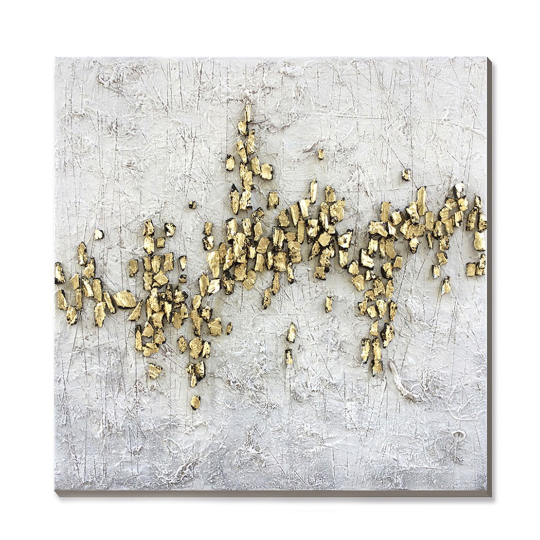 GOLD TRAIL PAINTING OIL ACRYLIC WHITE GREY GOLD CA