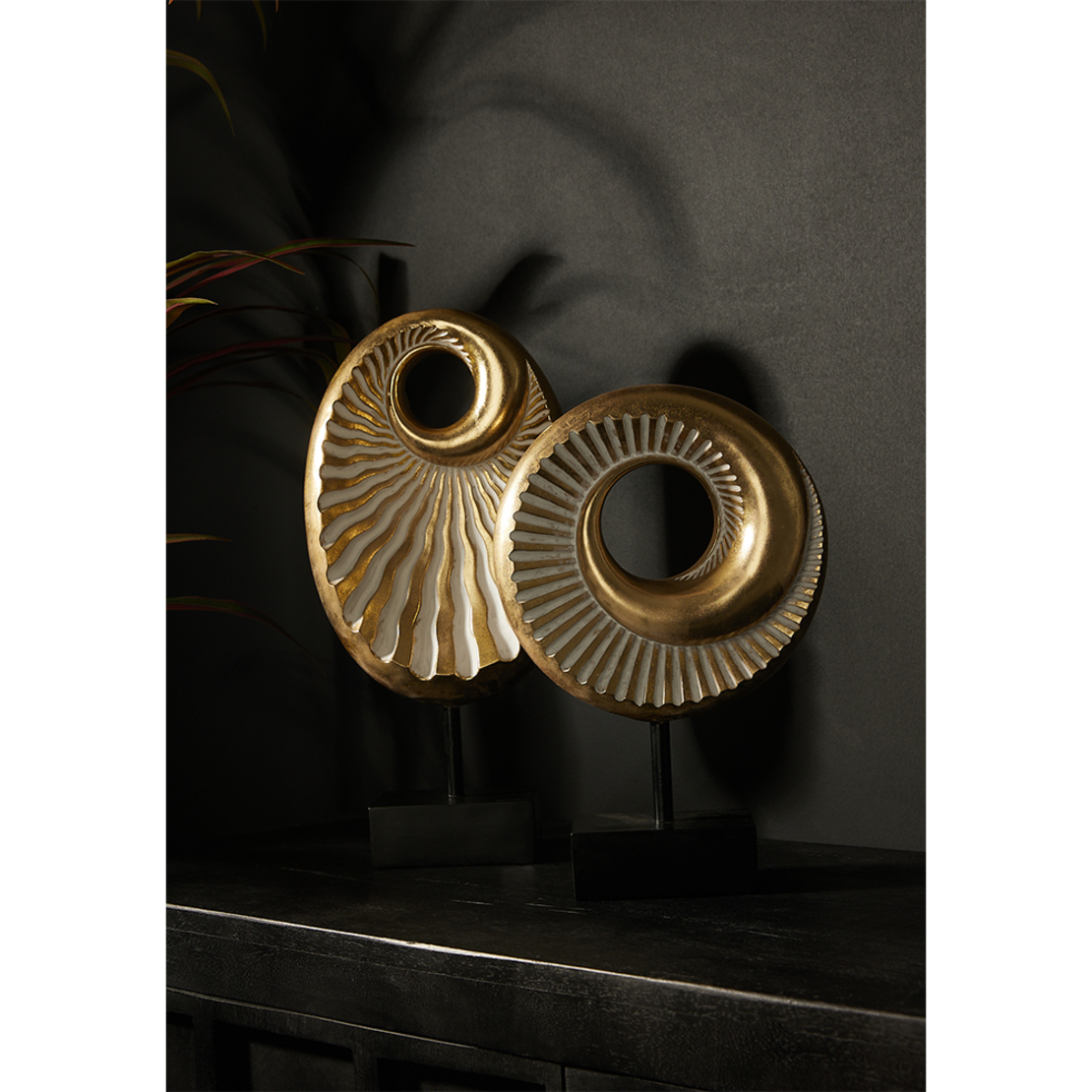 ESPIRAL OVAL DECO POLYRESIN GOLD BLACK 21,5x8,3xH4