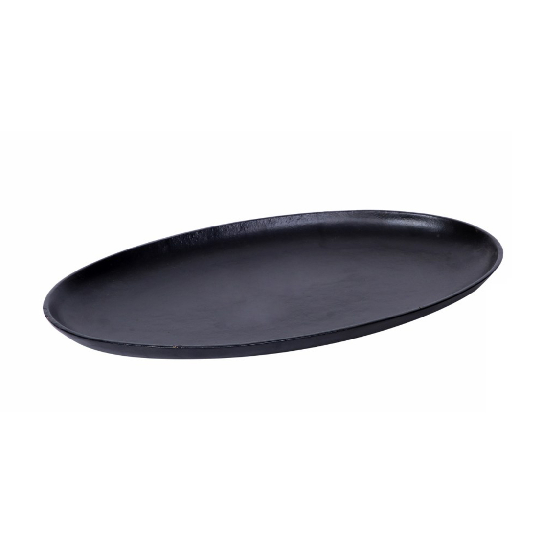 DHOTI OVAL TRAY ALUMINIUM BLACK 35x25xH3cm IN