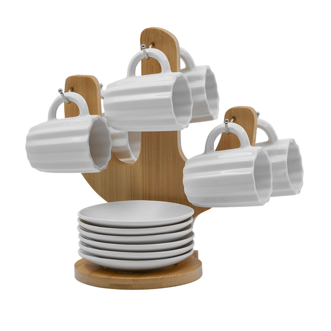 CACTUS MUG ESPRESSO SET 6 PCS PORCELAIN BAMBOO WHI
