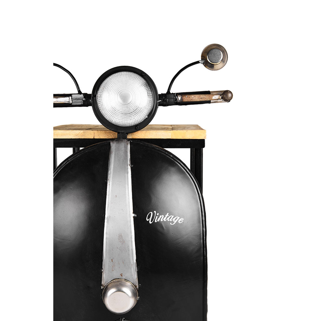 MINI VESPA SIDE TABLE WITH SHELVES METAL BLACK SILVER NATURAL 61x45xH88cm IN
