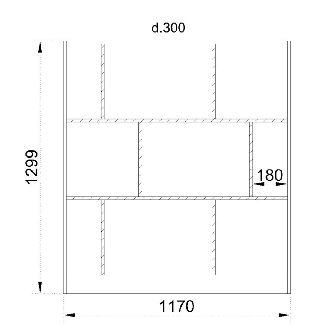 MAZE 117 BOOKCASE SHORT MELAMINE SONOMA GREY DARK 117x30xH130cm E1 EU