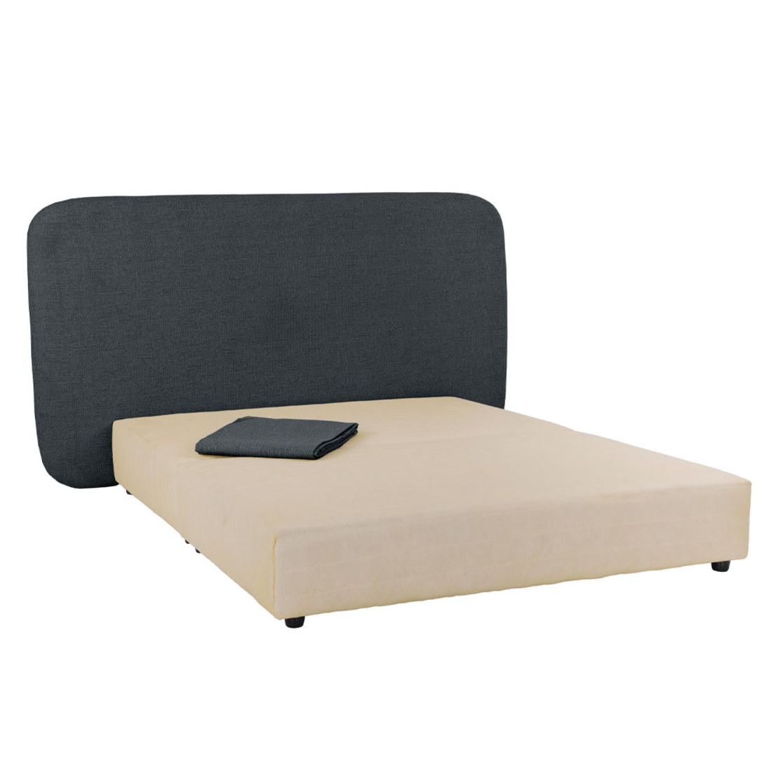 OVAL BED WITHOUT STORAGE (FOR MATTRESS 160x200cm) FABRIC ANTRACITE FABRIC E1 EU