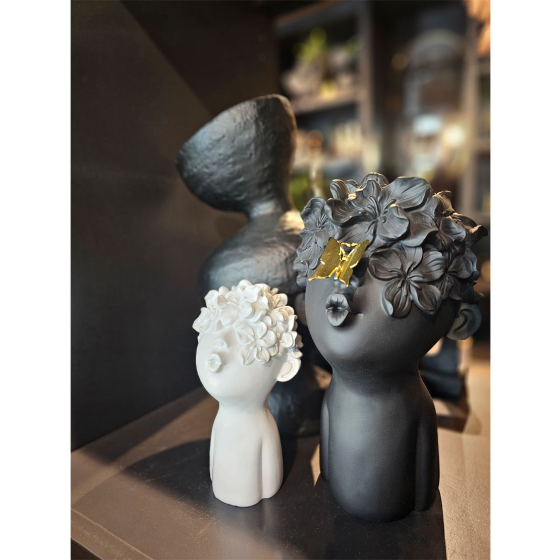 WHISP DECO FACE POLYRESIN WHITE 11,5x12xH20,5cm PR