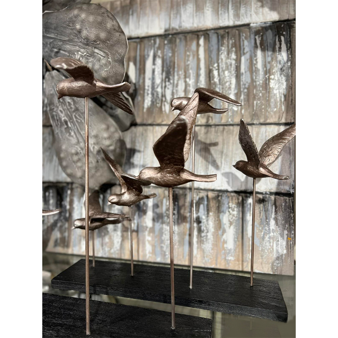 FUGLE DECO BIRDS POLYRESIN BRONZE BLACK 39x26xH32,