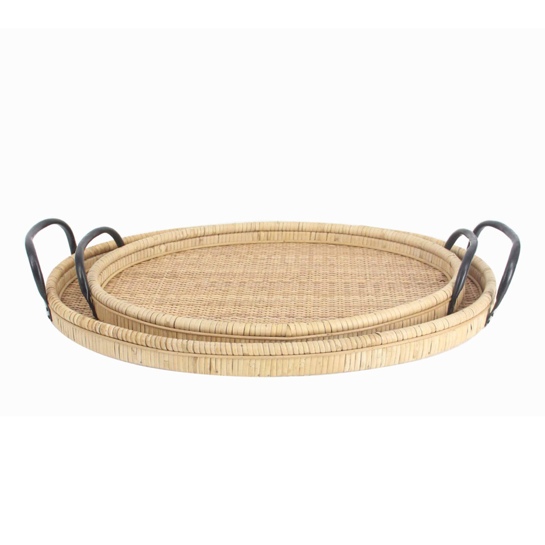 KAMIRA TRAY SET 2PCS 62x39x10 RATTAN NATURAL BLACK PLYWOOD