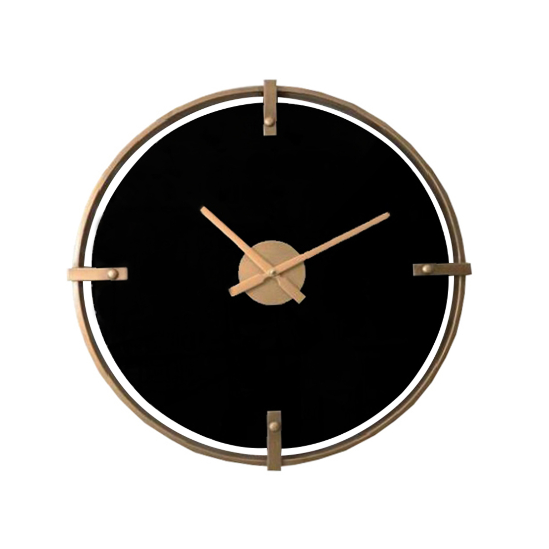 VETRO BLACK CLOCK WALL METAL GLASS BLACK GOLD D59,