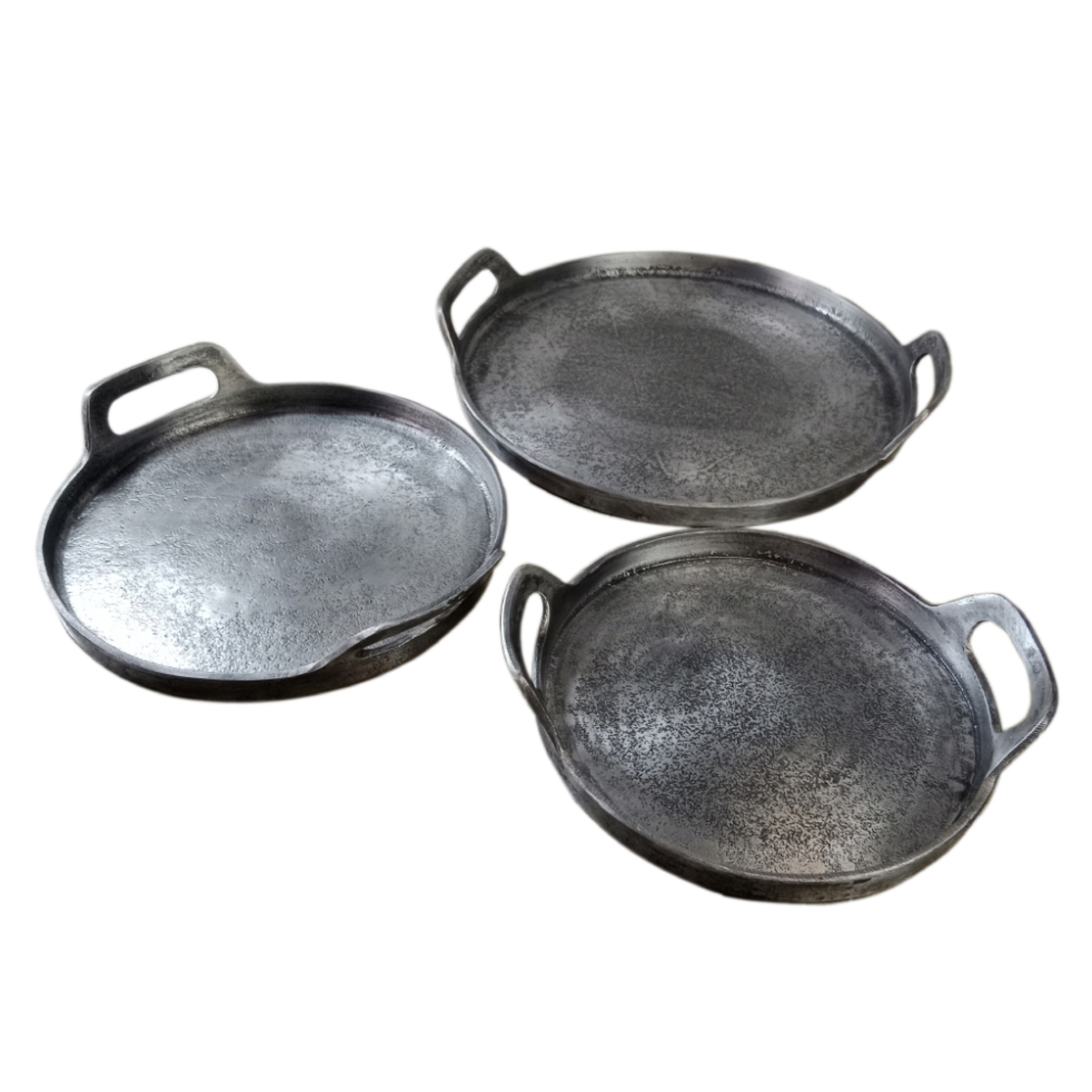 BATU TRAY SET 3PCS ALUMINIUM SILVER ANTIQUE D35-29