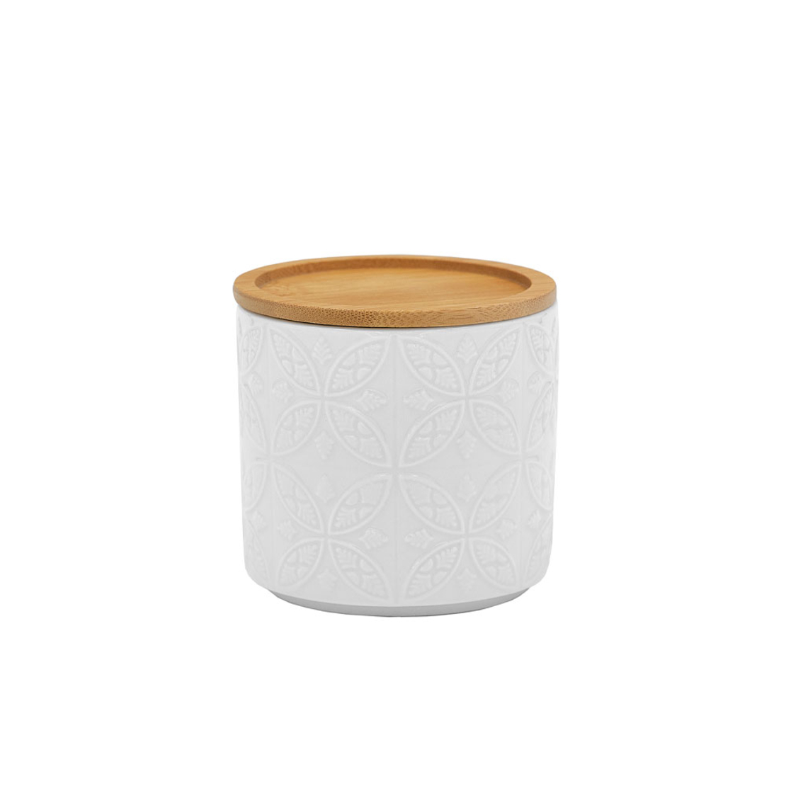 FLEURS STORAGE JAR WITH LID PORCELAIN BAMBOO WHITE
