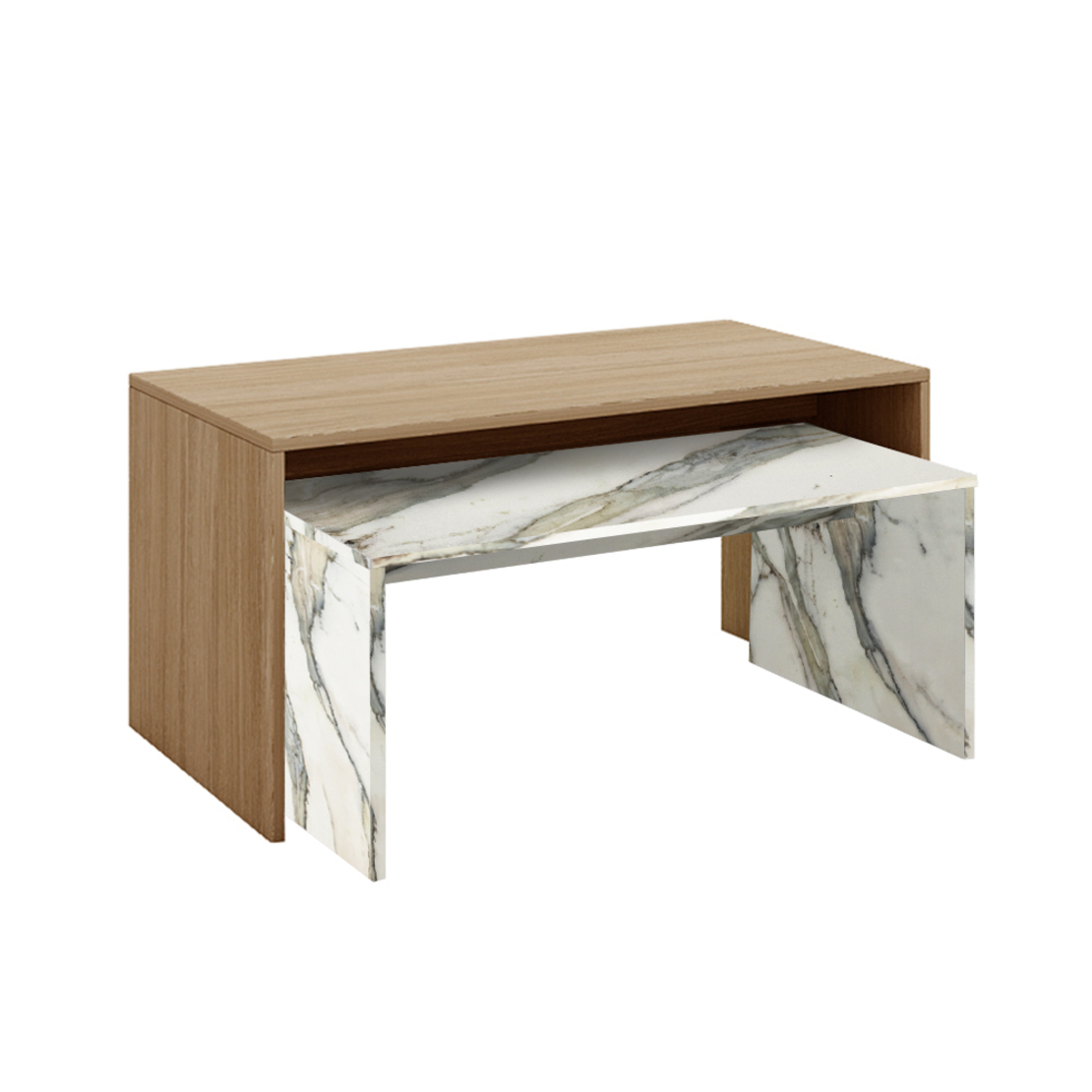 TUNUSIA COFFEE TABLE MELAMINE ARTISAN OAK MARBLE 90x45xH45cm E1 EU