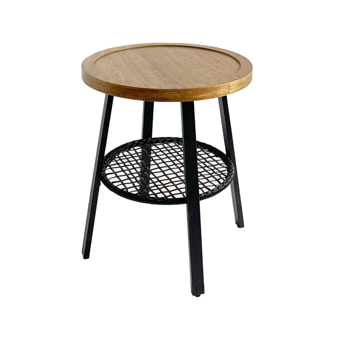 FILET SIDE TABLE CHIPBOARD WITH MELAMINE CARTA NATURAL PE RATTAN BLACK 45x45xH52cm E1 PRC