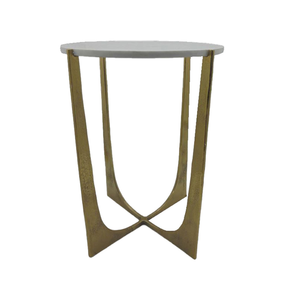 DION SIDE TABLE ALUMINIUM GOLD WHITE MARBLE 43,25x43,25xH67,25cm IN