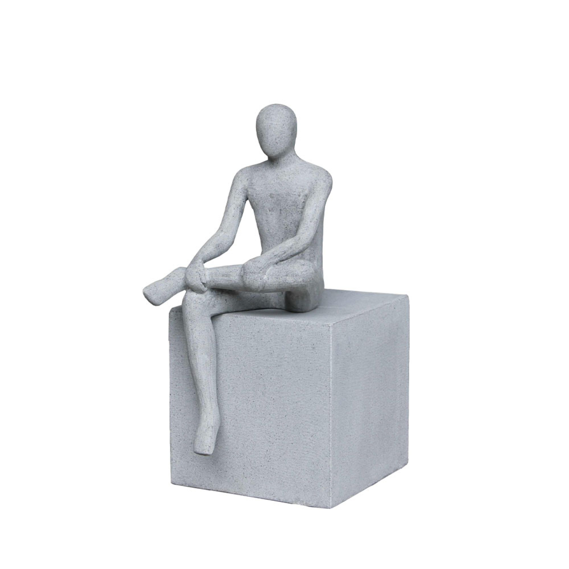 RELAXING MAN DECO FIGURE ARTIFICIAL STONE GREY 26x