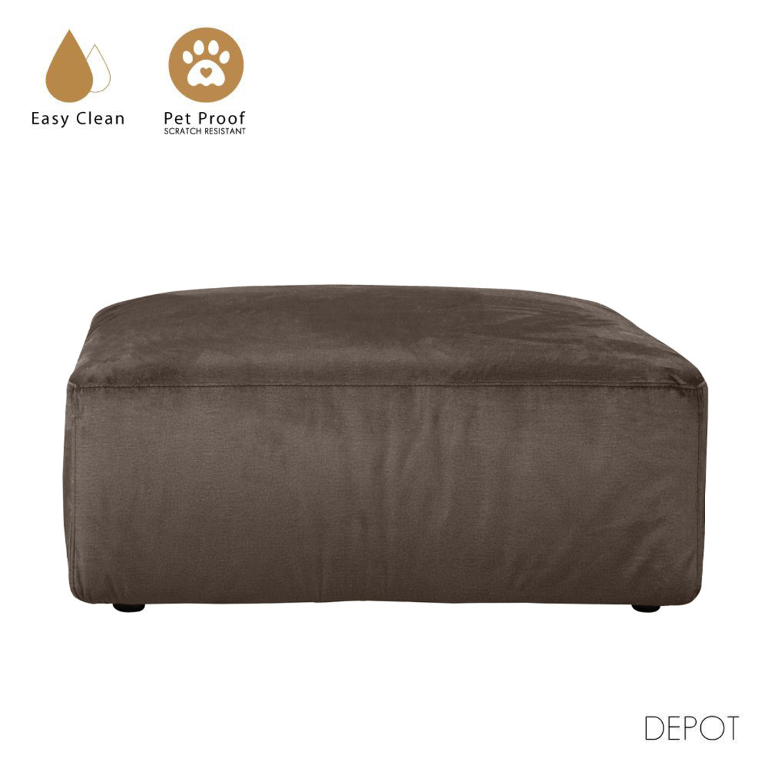 BOX STOOL EASY CLEAN FABRIC BROWN E1 EU