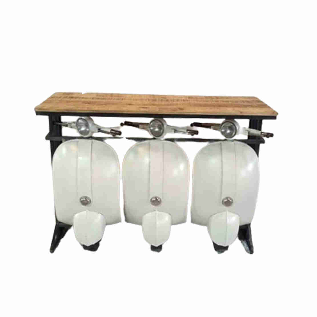 VESPA CONSOLE METAL CREAM WHITE NATURAL WOOD MANGO 138x52xH100cm IN