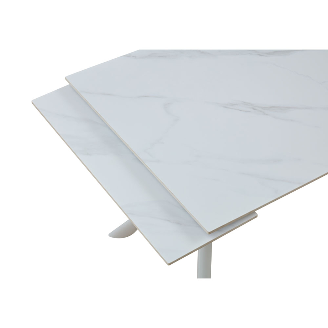 KIRA TABLE EXTENDABLE SINTERED STONE WHITE WITH MARBLE PATTERN METAL WHITE PRC