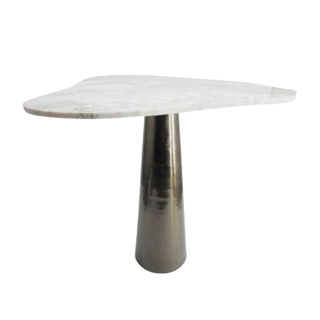 CURVE SIDE TABLE ALUMINIUM BLACK WHITE STONE 63,5x52xH63,5cm IN
