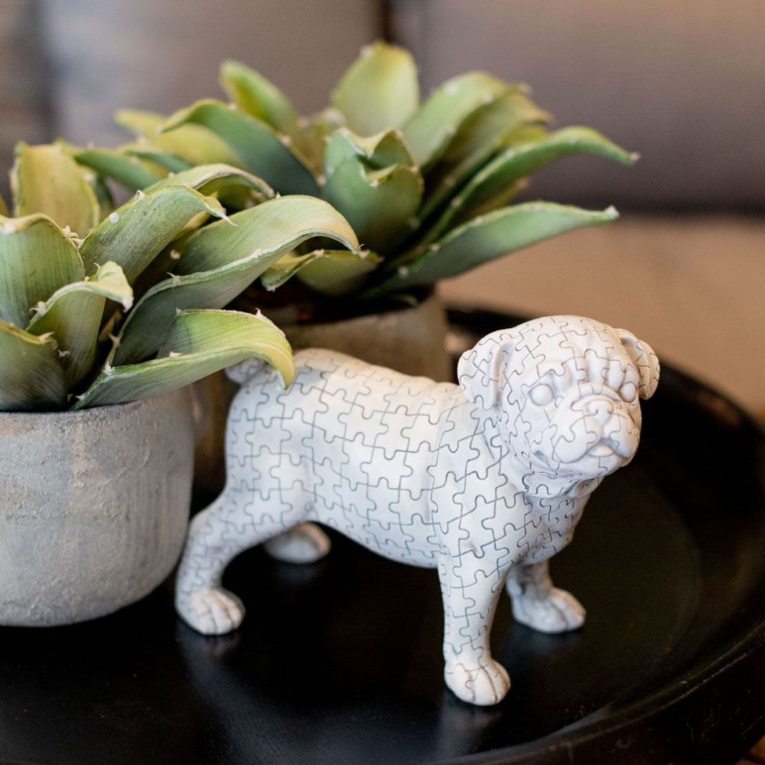 PUZZLE 1 DECO DOG POLYRESIN WHITE BLACK 22,5x11,6x