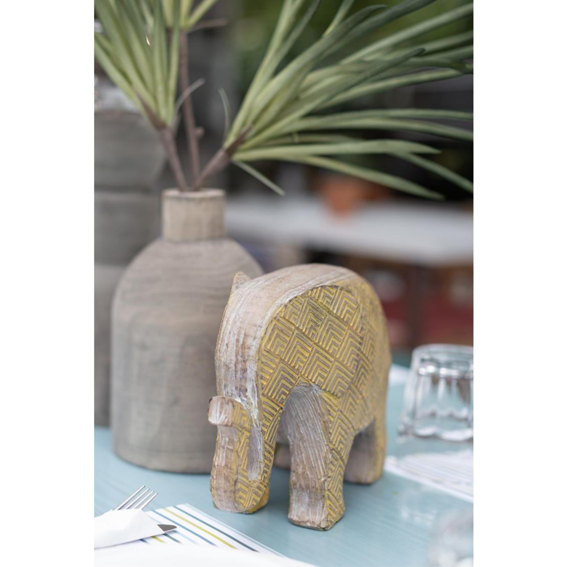 AFRICANA 1 DECO ELEPHANT POLYRESIN YELLOW 24,5x11x