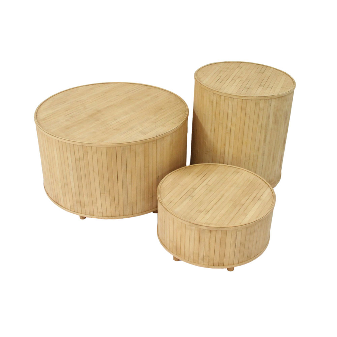 RIBBONS SIDE TABLE SET 3PCS BAMBOO NATURAL 61x61xH