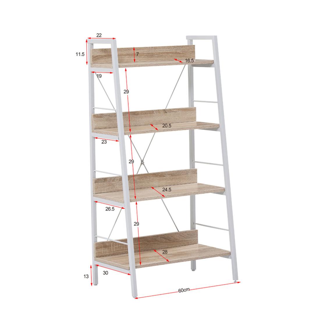 ONE STEP UP BOOKCASE 4SHELVES CHIPBOARD WITH MELAMINE SONOMA WHITE 60x35xH117cm E1 PRC
