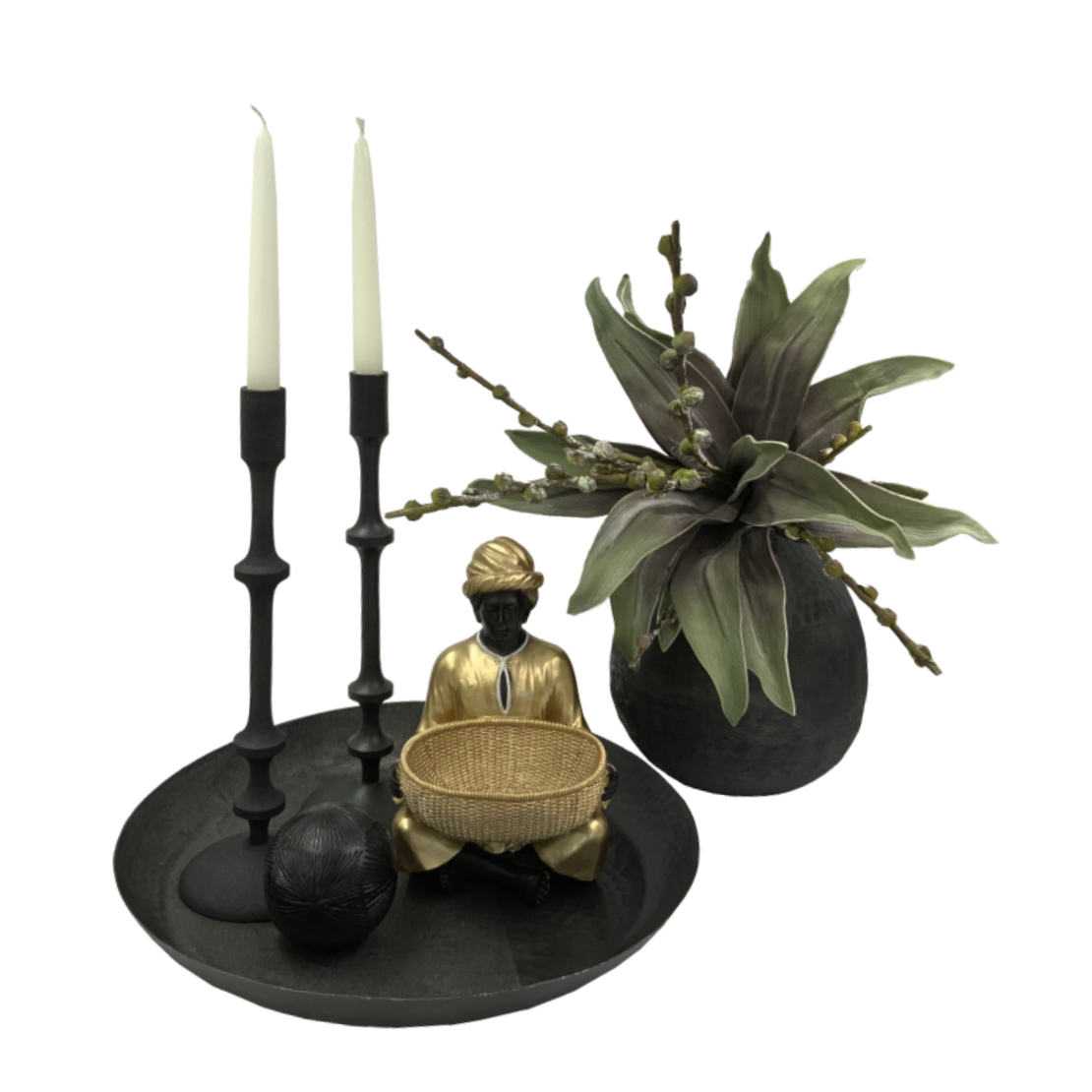 VEDAS DECO POLYRESIN GOLD BLACK 18,5x17,5xH26,5cm