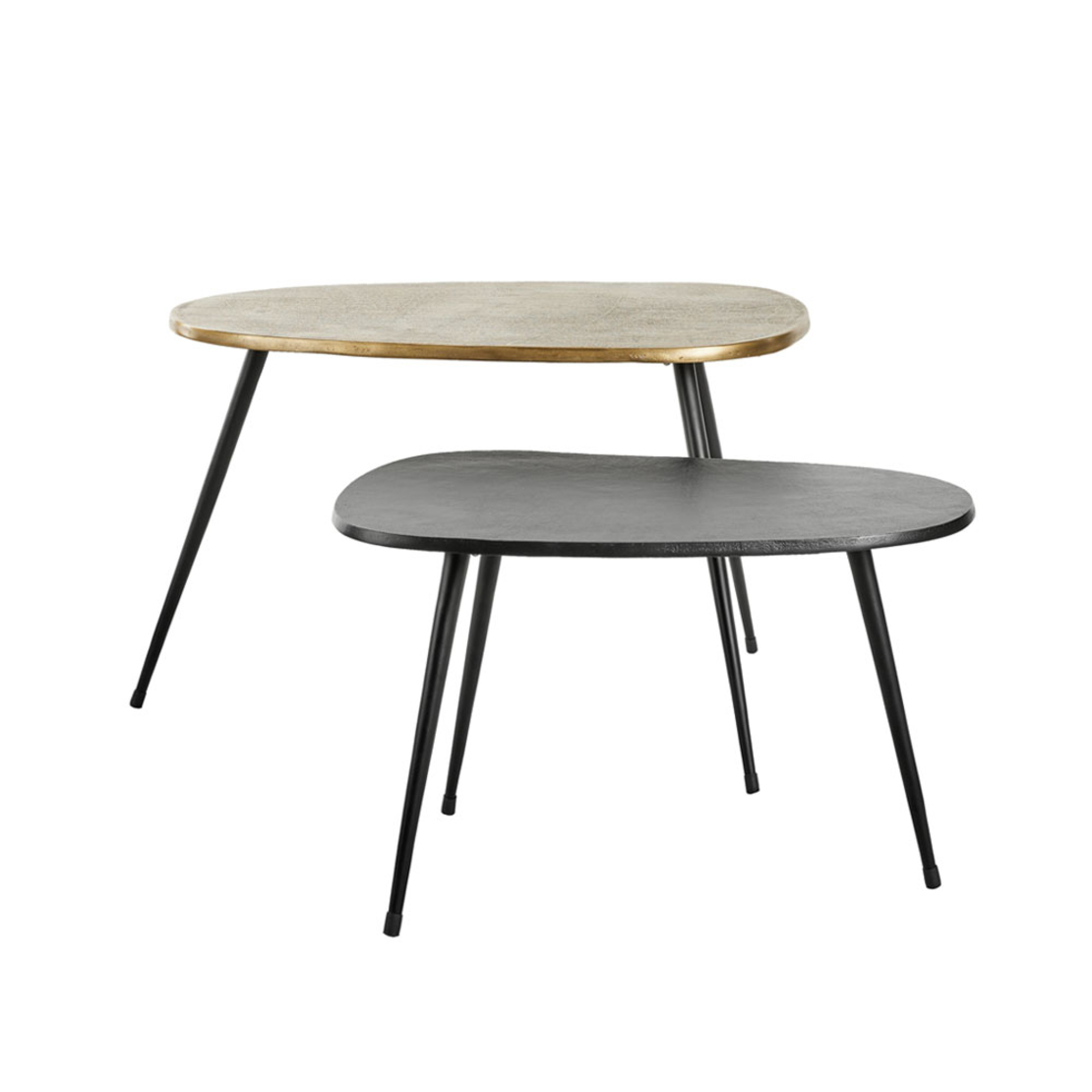 CURVE COFFEE TABLE SET 2PCS BLACK BRASS 70x49xH47cm IN